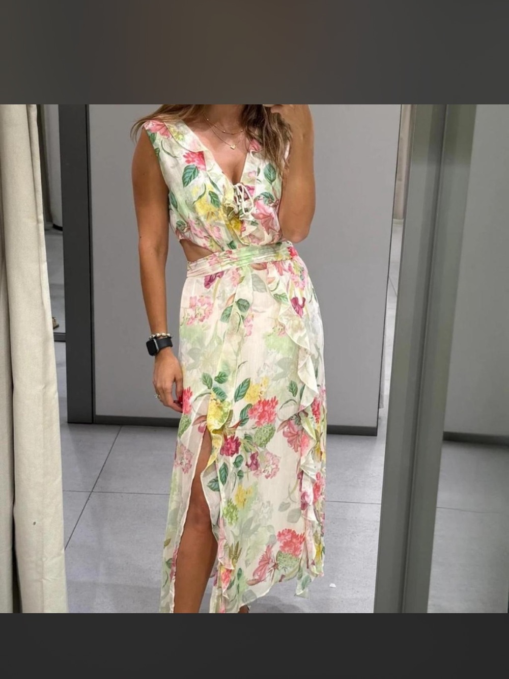 NWT Zara floral dress with cut outs!